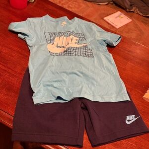 Nike Light Blue Tee and Dark Blue Shorts Set